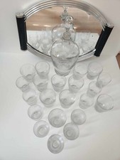 Ancien service a liqueur digestif avec plateau et verre gravée