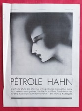 Publicité de presse: Beauté Cheveux PETROLE HAHN Galerie Art EDGARD BRANDT  1930