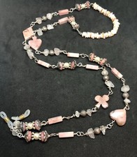 Rhodonite Poker Suit & Pearls Eyeglass Leash, Eyeglass Holder, Card Shark Gift