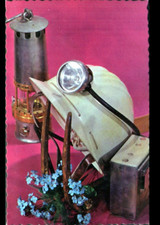 CASQUE & LAMPE de MINEUR pour MINE de CHARBON / Carte postale période 1950-1960