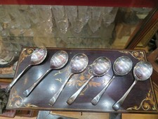 rare 6 anciennes cuilleres a melon anglaises  bords coupants metal argenté 