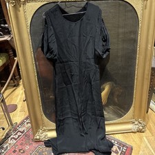 Ancienne Robe Noire De Soirée Époque 1900 En Tissu Un Peu Crêpe Souple