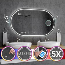 Miroir Salle De Bain Lumineux LED Palermo INTERRUPTEUR HORLOGE BLUETOOTH F03