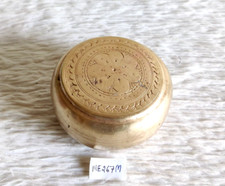 Laiton Antique Main Rond Bread Boîte Riche Patine Décoratifs de Collection ME267