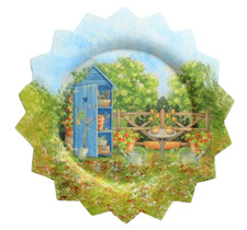 Assiette décorative en bois motif cabane de jardin