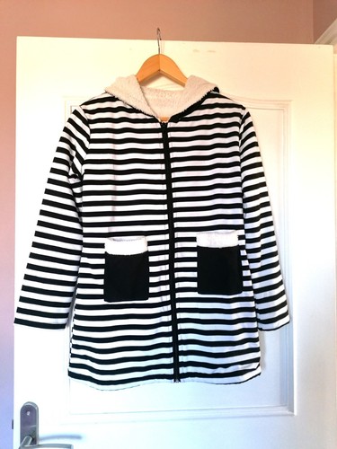 Veste femme noir blanc peluche