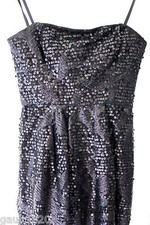 NWT BCBG Max Azria Gorgeous Hot Black Sexy Sequined Convertible Carole Dress 12