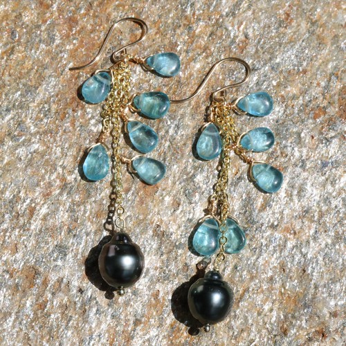 Boucles oreilles perle - boucles, noire