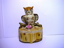 Owl on a Log  Ceramic Trinket
