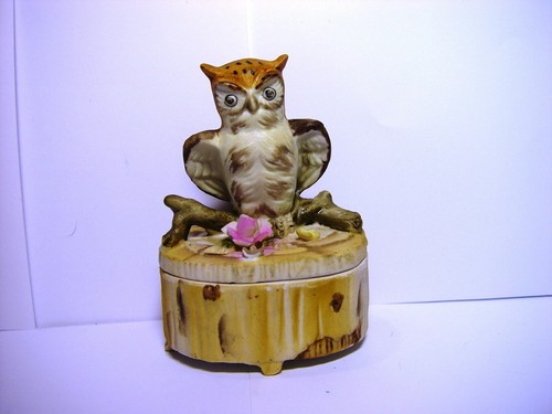 Owl log ceramic - , trinket