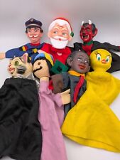 lot 7 marionnettes à main vintage père Noël Titi gendarme chat diable