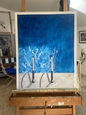 Original Framed Painting - Swimming Pool