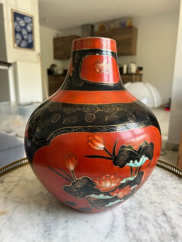 Grand vase asiatique décor