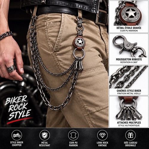 Chaîne pantalon biker métal - pantalon,