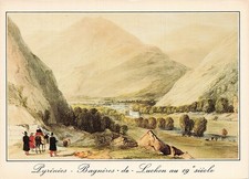 65 BAGNERES DE LUCHON LITHOGRAPHIE ANGLAISE DU XIXE SIECLE