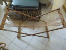 Hamac  ancien pliant Bois et filet P/bébé ou poupées - 84 x 41 cm H 45 cm Rare