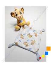 Doudou Plat/Mouchoir Simba Roi Lion Beige Bleu Vert Plume Feuille Disney Nicotoy