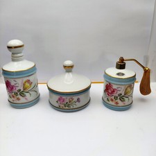 Vaporisateur Pot Flacon Vintage Limoges Décor Floral dorure parure salle d'eau