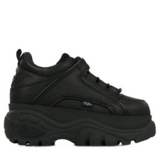 Chaussures Baskets Buffalo femme Classic Low 20 1339 Noir Noire Cuir Lacets