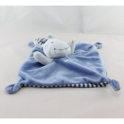 Doudou plat zébre bleu - zébre, rayé