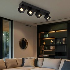 Plafonnier Spot Lampe Spot Bar LED Projecteur Orientable Noir Alu 4-Flammes