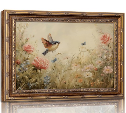 Vintage gold framed bird - gold,