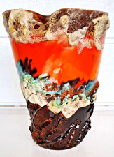 SUPERBE GRAND  VASE SIGNE VALLAURIS   AVEC EFFETS DE MATIERE