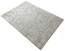 Tapis 100% Laine Beige Gris 160X230 CM Tapis Oriental Tissé À La Main HT278