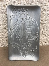 Ancien vide poche en étain / Roi de pique / JM. Valette / Déco / Bibelot