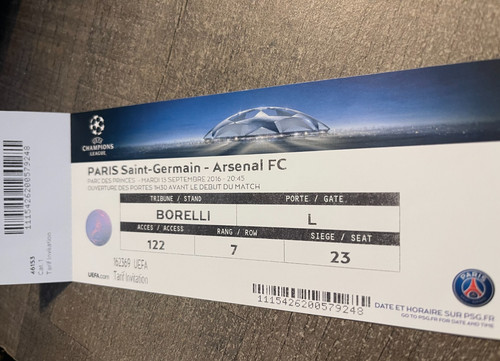 Ticket entier psg v arsenal - psg,