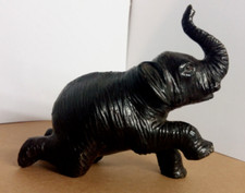 Statuette ELEPHANT de CIRQUE ancienne BRONZE patine brun foncé