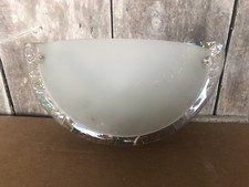 Ancienne Applique FABAS LUCE Demi Lune Verre Moulé + Support Métal Vintage #A710