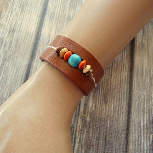 Leather wrist cuff bracelet - wrist,