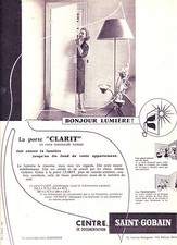PUBLICITE ADVERTISING 034 1958 SAINT GOBAIN porte clarit verre translucide