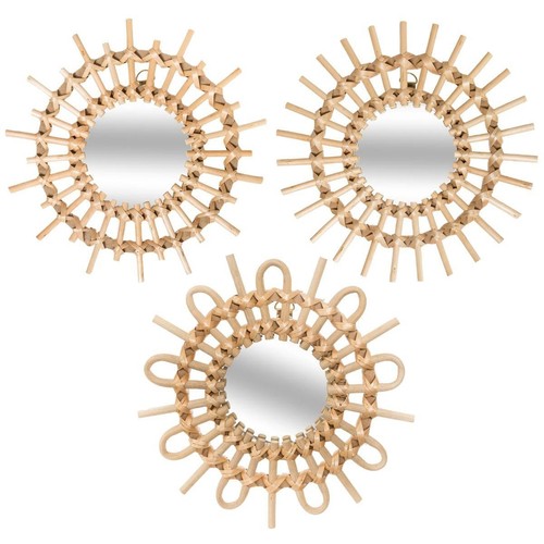 Lot miroirs muraux rotin - miroirs,