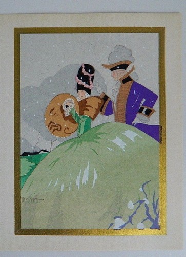 Gravure ancienne coloriée - , au