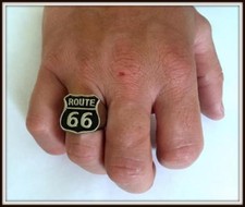 Bague Chevalière Route 66 Acier Inoxyda - Taille 8 à 13 biker Punk Harley - 2983