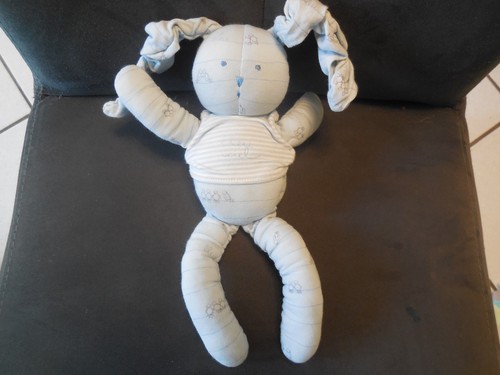 Doudou peluche lapin bleu ciel - lapin,