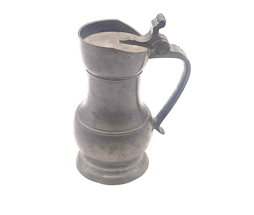 Ancien pichet étain couvercle - Étain,