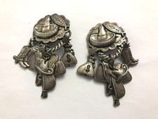 Boucles d'oreilles clips pendantes en métal Zoé Coste Vintage Couture Oversize