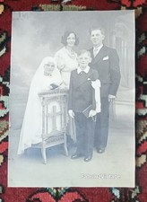 ANCIENNE PHOTO COMMUNION 1938 FAMILLE POLOGNE VARSOVIE CHAPELET PRIE DIEU ANCIEN