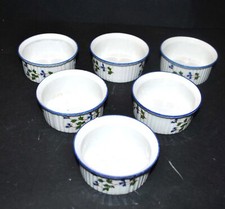 PORCELAINE DE MEHUN Lot 6 ramequins bols fleuri semis bleuet Barbeau