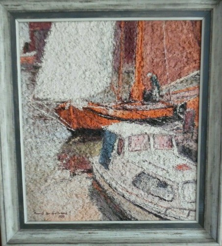 Superbe gouache sur toile - sur,