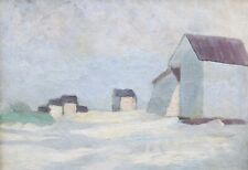 Tableau paysage Nord Normandie Belgique plage cabines de bains dunes huile toile