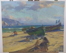 Tableau huile paysage marin - tableau,