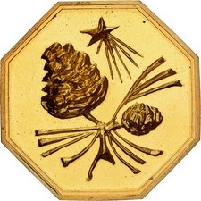 [#398477] France, Token, Amour et Mariage, Voeux, Gilt Bronze, Pomme de Pin, MS