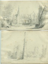 Ensemble de 2 dessins - Ruines