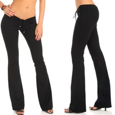 Femme Évasé Pantalon Patte D’Éléphant Élastique Slim Ajusté Sexy Taille Basse