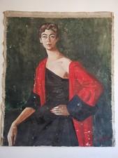 Portrait vintage élégant femme – Milieu XXe siècle, œuvre original signée