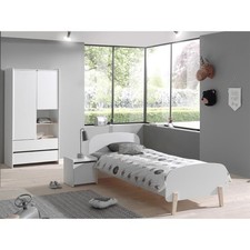 Pack - Lit Enfant, Chevet & Armoire "Kiddy" Blanc